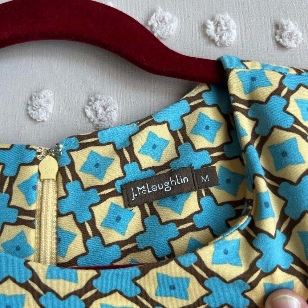 J.‎ McLaughlin Retro Patterned Sleeveless Midi Dress Sz M